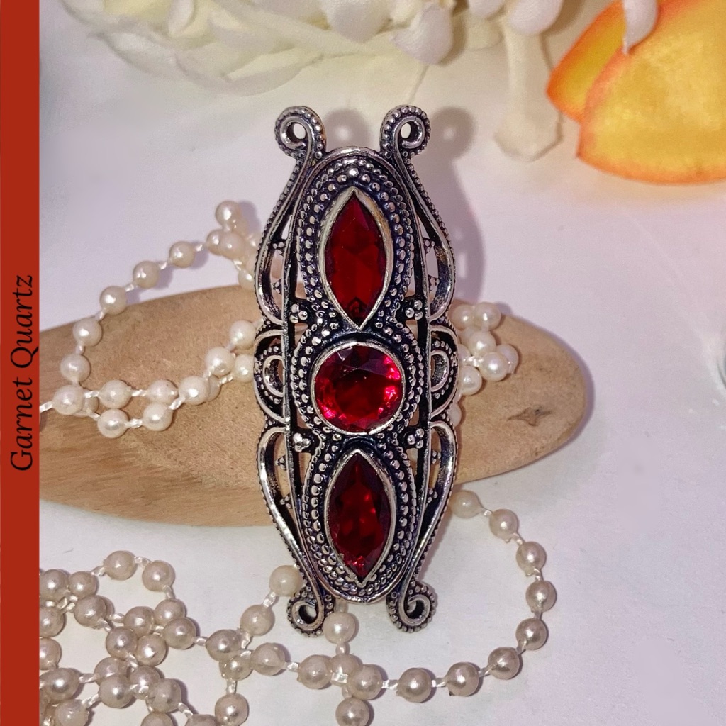 Garnet Gemstone Gorgeous Handmade Shield Armor Ring 42$